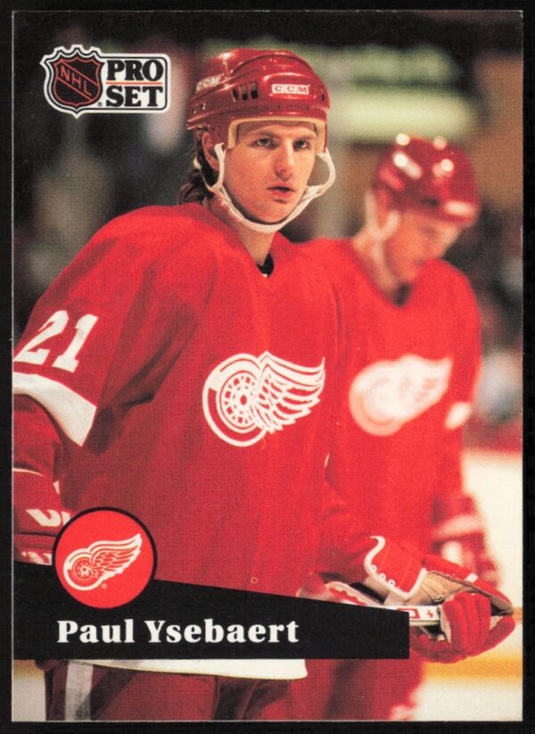 Paul Ysebaert 1991-92 NHL Pro Set Card #59 in Detroit Red Wings gear.