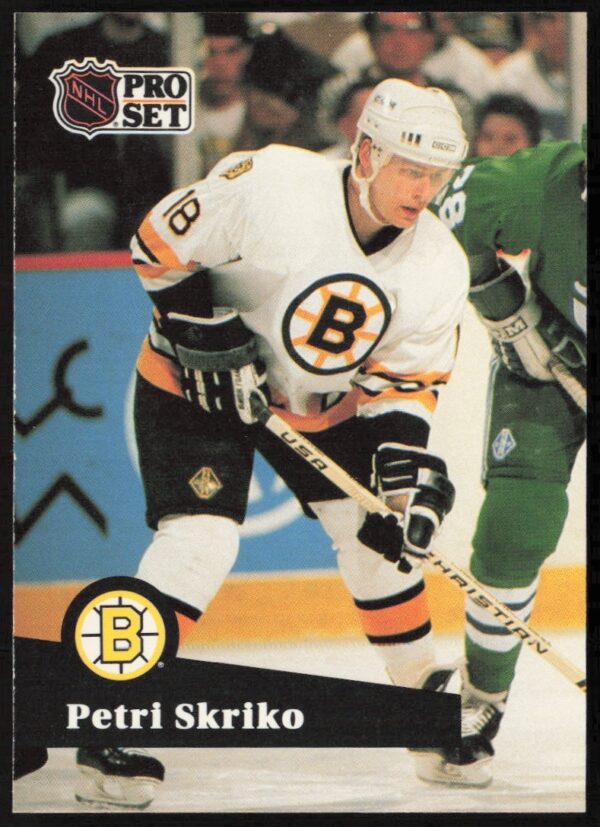 1991-92 Pro Set NHL Petri Skriko hockey card featuring #8 in action on the ice.