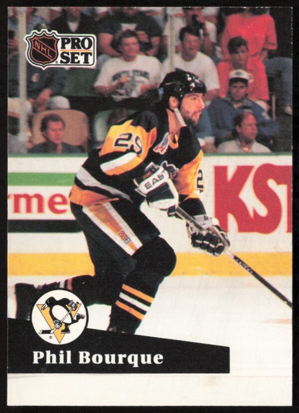 Phil Bourque 1991-92 Pro Set NHL Card #189, Pittsburgh Penguins, Game Action.