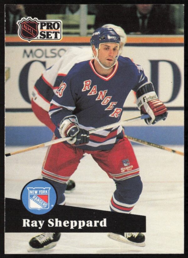 NHL card #162: Ray Sheppard in Detroit Red Wings action, 1991-92 Pro Set.