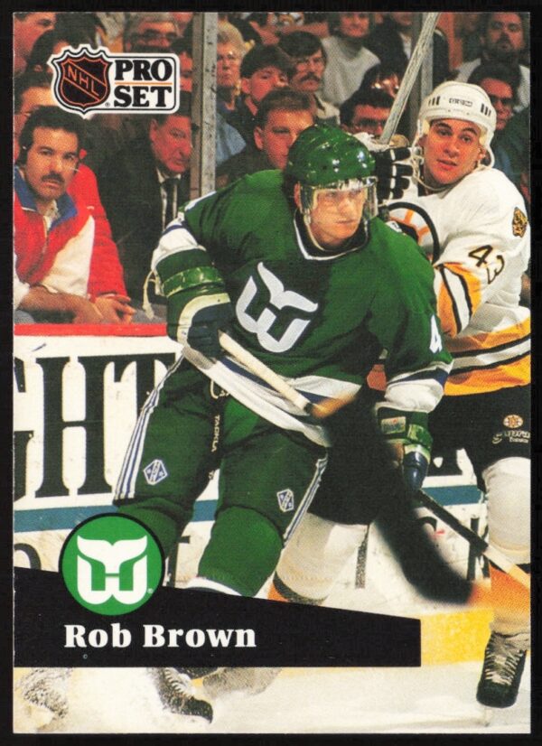 Rob Brown 1991-92 Pro Set NHL Trading Card #80, in-action on ice.
