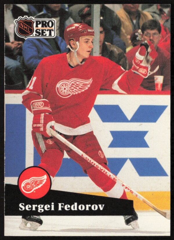 Sergei Fedorov 1991-92 Pro Set NHL Card #53, Detroit Red Wings Uniform.