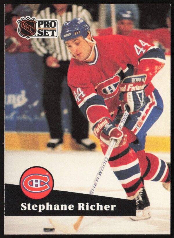 Stephane Richer 1991-92 Pro Set NHL Card #122, Montreal Canadiens uniform.