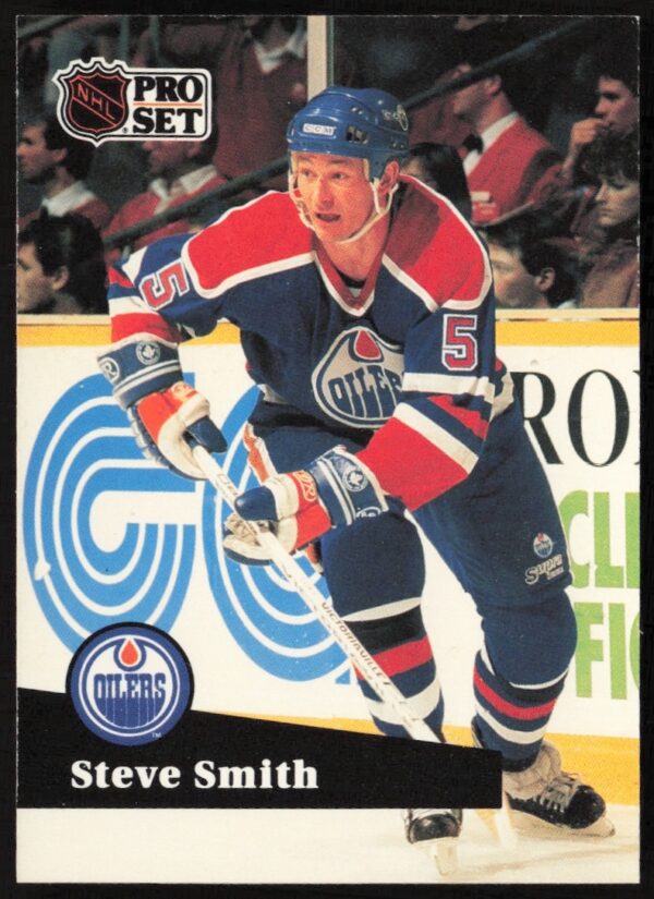 1991-92 NHL Pro Set Steve Smith card #73 front view.