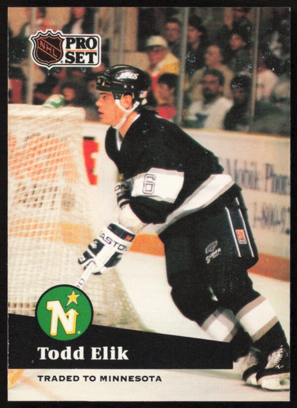 Todd Elik 1991-92 Pro Set NHL Card #94, Los Angeles Kings, action shot.