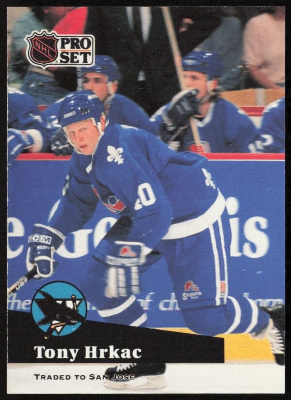 Tony Hrkac 1991-92 NHL Pro Set Card #205, hockey action pose.