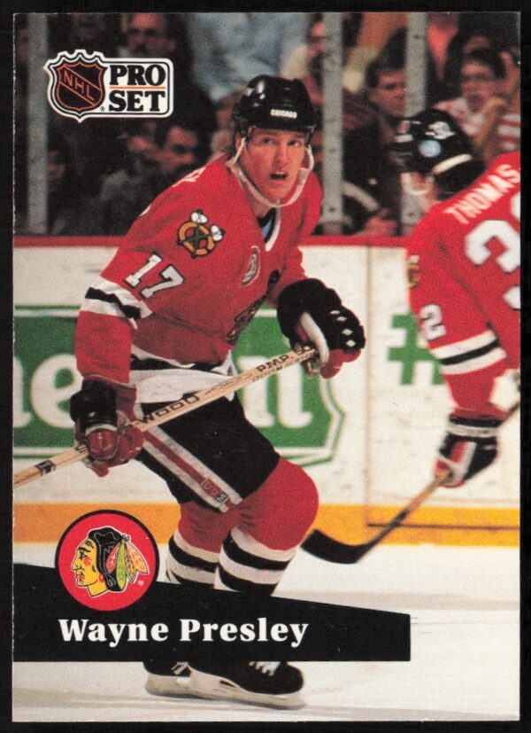 Wayne Presley 1991-92 Pro Set Hockey Card, NHL Jersey #44, Action Shot.