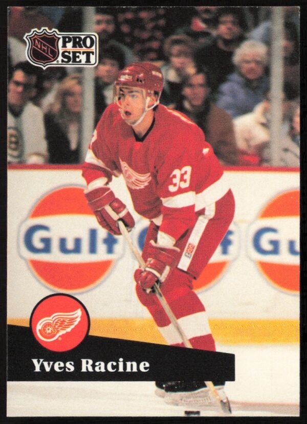 Yves Racine 1991-92 Pro Set NHL card #54, focusing during gameplay.