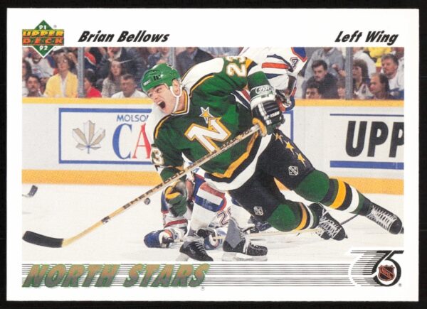 Brian Bellows 1991-92 Upper Deck Hockey Card #236, dynamic on-ice action.