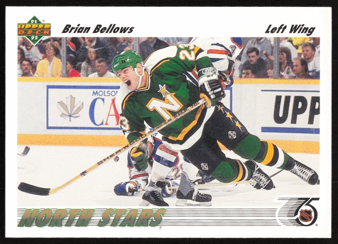 Brian Bellows 1991-92 Upper Deck Hockey Card #236, dynamic on-ice action.