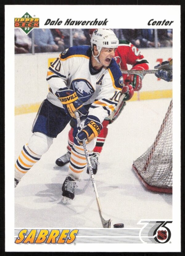 Dale Hawerchuk 1991-92 Upper Deck Hockey Card #126, featuring iconic NHL action.