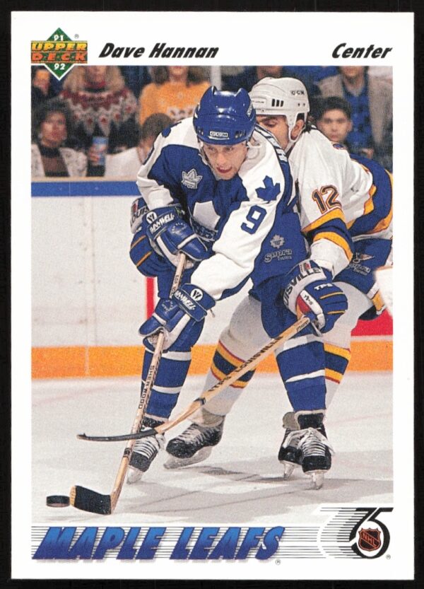1991-92 Upper Deck Dave Hannan Hockey Card #312, showcasing NHL player in action.