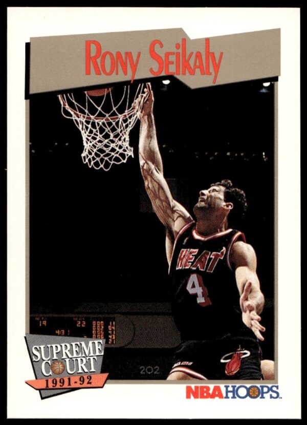 1991 Hoops Rony Seikaly Card #476 in-action NBA game photo.