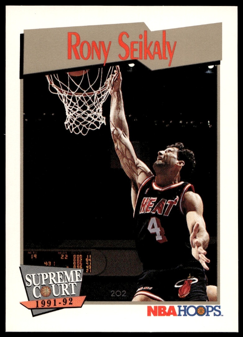 1991 Hoops Rony Seikaly Card #476 in-action NBA game photo.