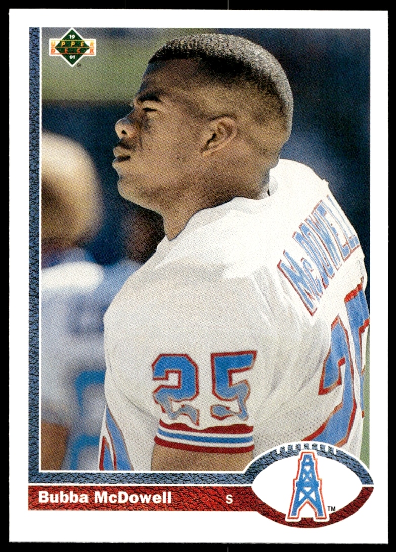1991 Upper Deck Bubba McDowell Football Card #539, iconic early 90s player in action.