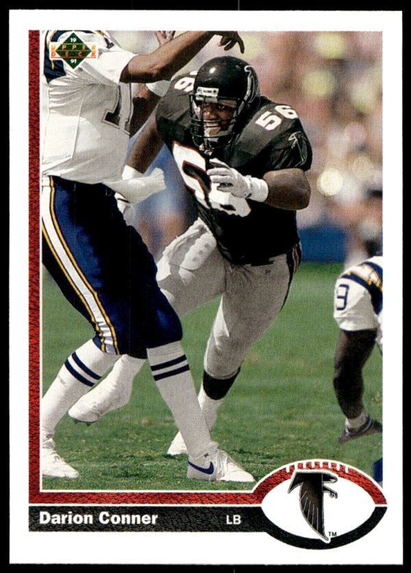 Darion Conner 1991 Upper Deck card #531, Atlanta Falcons uniform, action shot, front view.