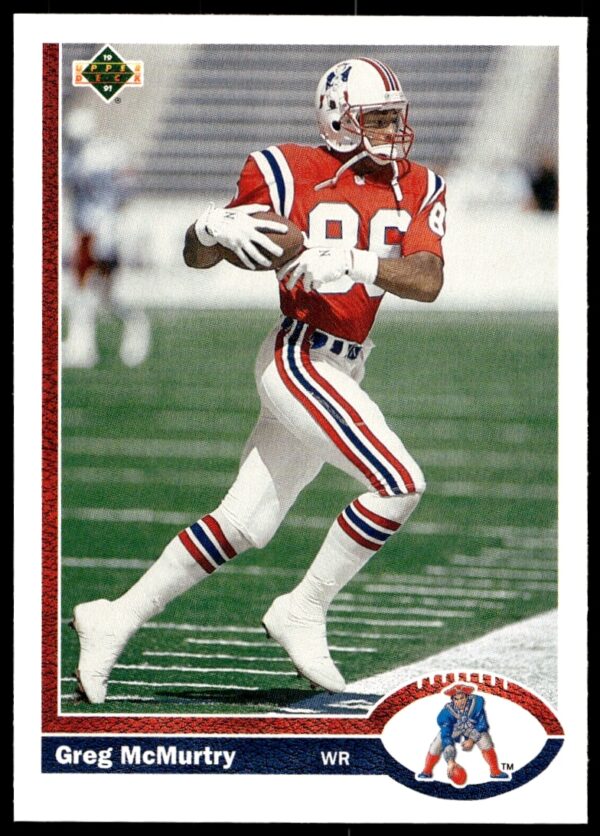 Greg McMurtry 1991 Upper Deck #546, New England Patriots wide receiver card.