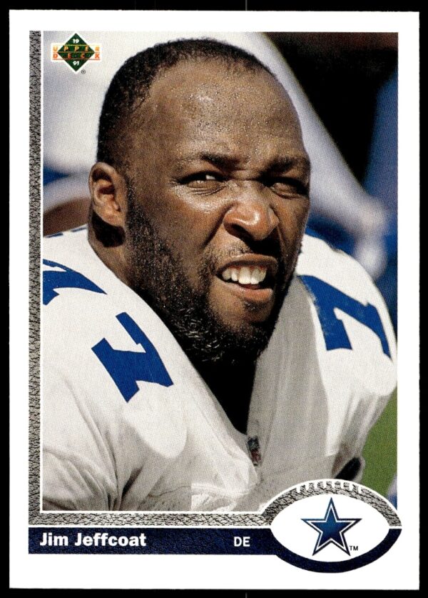 Jim Jeffcoat 1991 Upper Deck football card, #562, showcasing his on-field action.