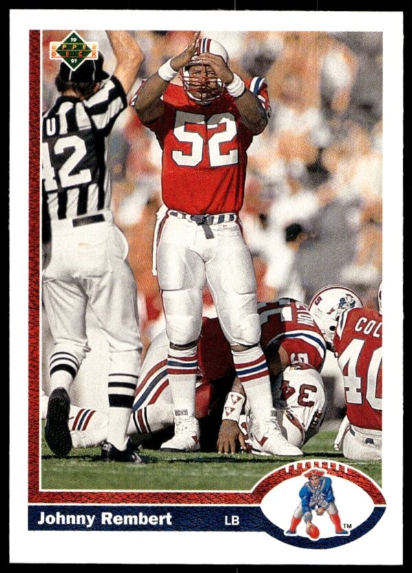 Johnny Rembert 1991 NFL Patriots Upper Deck card, #548, action shot on the field.