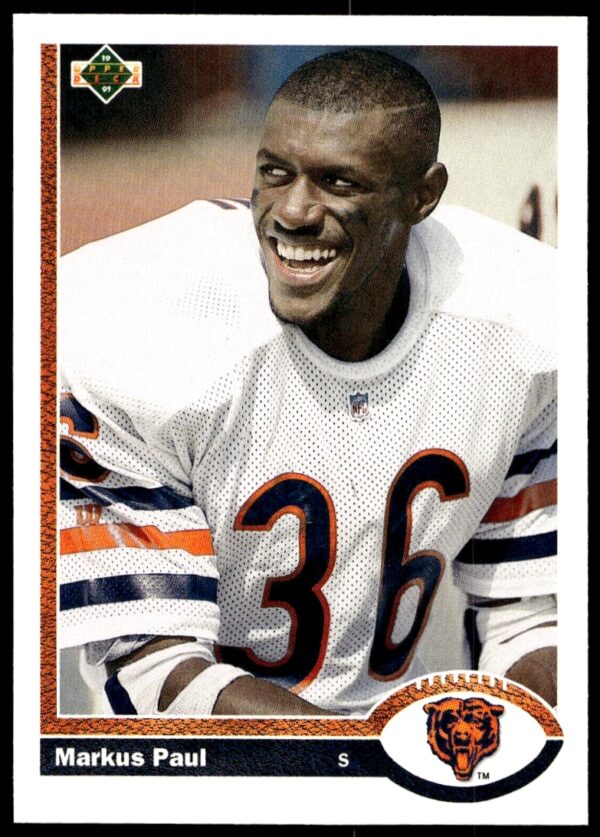 Markus Paul 1991 Upper Deck Football Card #549, New York Giants, front view.