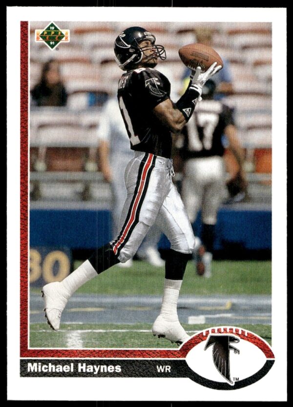 Michael Haynes 1991 NFL Card #567, Upper Deck, in-action photo, football trading card.