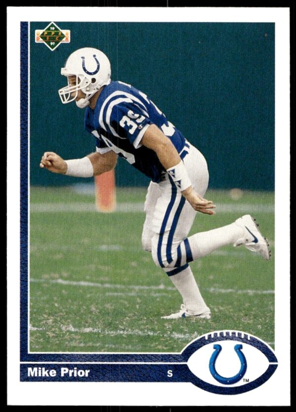 1991 Upper Deck Mike Prior card showing action-packed game moment in team uniform.