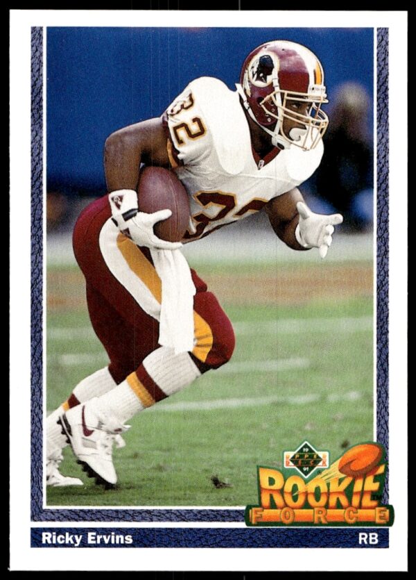 Ricky Ervins 1991 Upper Deck Football Card #640, Washington Redskins Posed Action Shot.