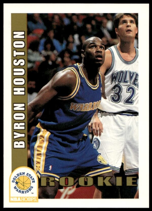 1992-93 NBA Hoops card #387 featuring Byron Houston in action.