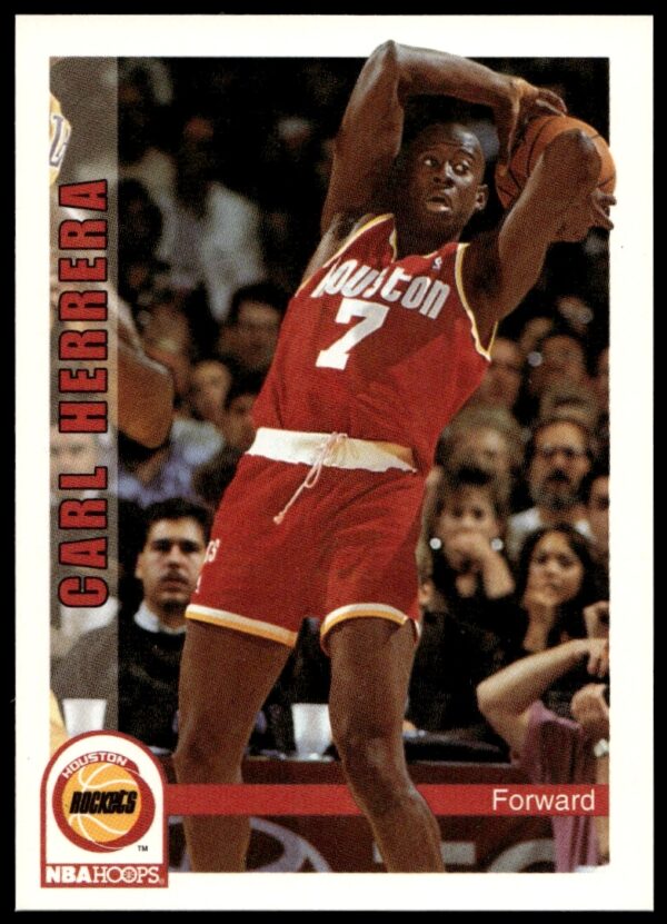 Carl Herrera in Houston Rockets uniform on 1992 NBA Hoops trading card #391.