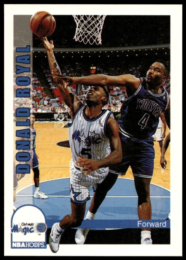 Vintage 1992-93 NBA Hoops trading card featuring Donald Royal in team jersey, card #443.