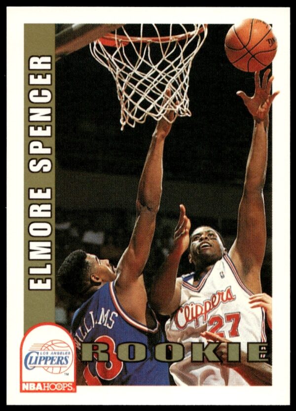 Elmore Spencer 1992-93 NBA Hoops Card #404, Los Angeles Clippers Action Shot.