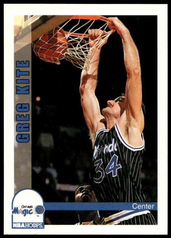 Greg Kite 1992-93 NBA Hoops Card #441, Orlando Magic, Defensive Stance.