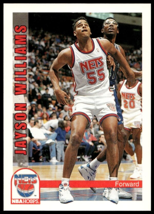 Jayson Williams 1992-93 NBA Hoops Card #431, Philadelphia 76ers, Gameplay Action.