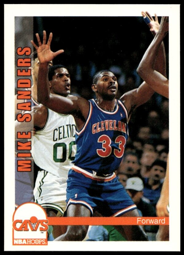 Rare 1992-93 NBA Hoops Mike Sanders trading card #368, featuring dynamic action shot.
