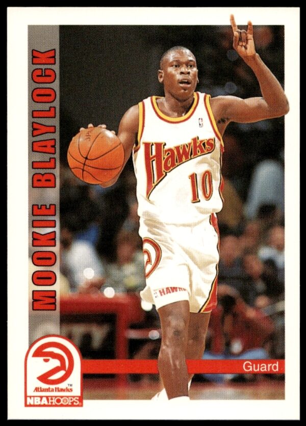 Mookie Blaylock 1992-93 NBA Hoops Card #351 in Atlanta Hawks Uniform.