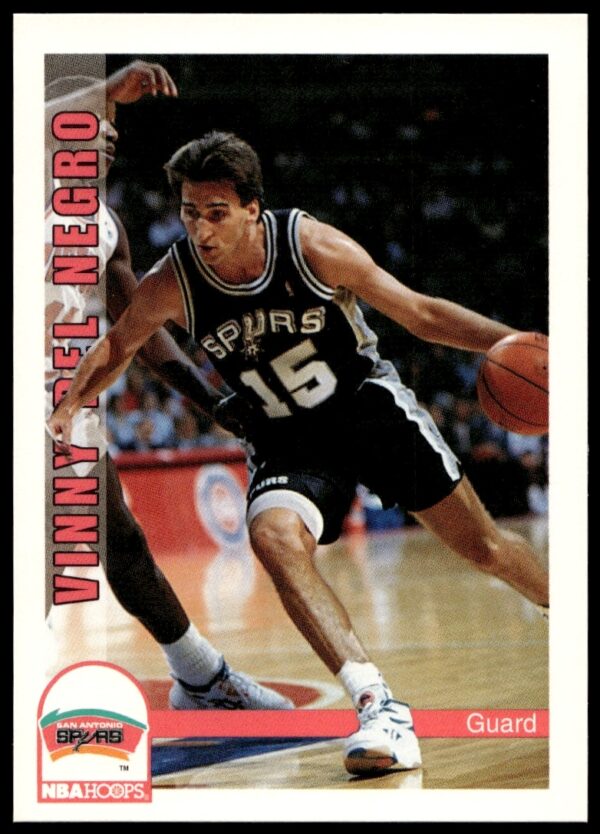 Vinny Del Negro in action, 1992-93 NBA Hoops Card #466, San Antonio Spurs.