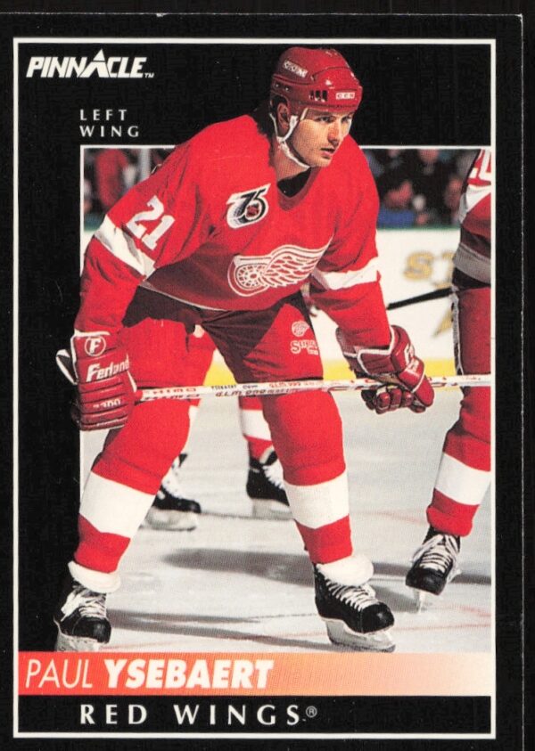 Paul Ysebaert 1992-93 Pinnacle Hockey Card Front #93, Action Shot, Team Jersey