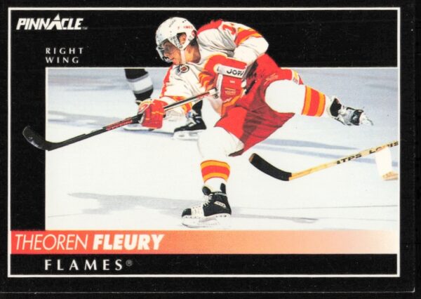 Theoren Fleury 1992-93 Pinnacle Hockey Card #125, Calgary Flames, Front View.