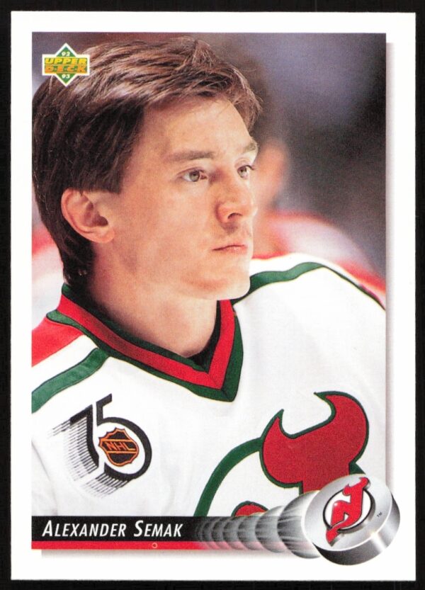 Alexander Semak 1992-93 Upper Deck hockey card #45 in New Jersey Devils uniform.