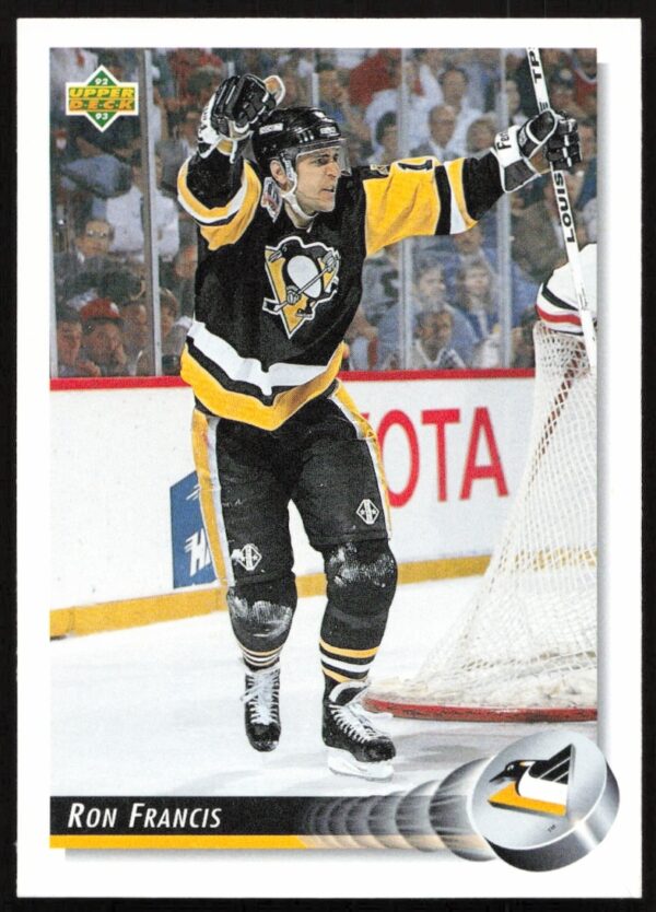 Ron Francis 1992-93 Upper Deck Card #291, Pittsburgh Penguins Action Shot.