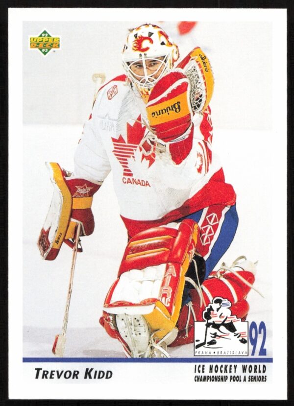 Trevor Kidd 1992-93 Upper Deck Hockey Card #385, Calgary Flames Goalie.