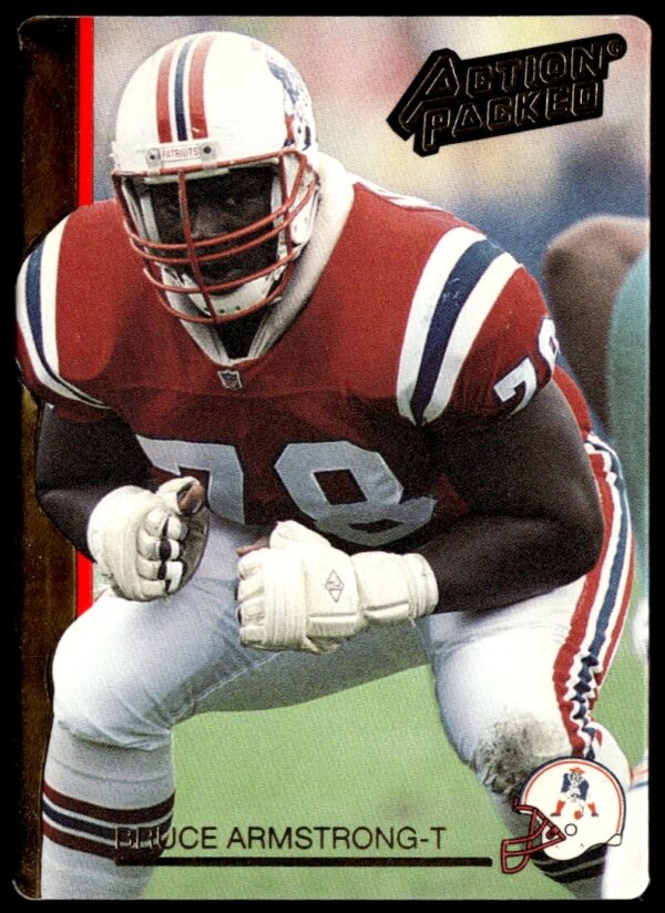 Bruce Armstrong 1992 trading card #162, featuring him in action as an offensive tackle.