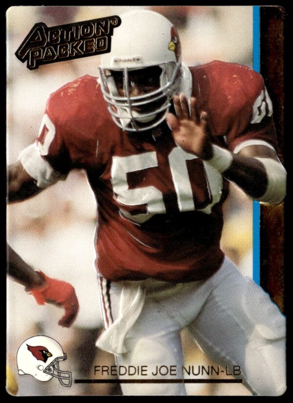 Freddie Joe Nunn football trading card, 1992 Action Packed #214, showcasing dynamic athletic action.