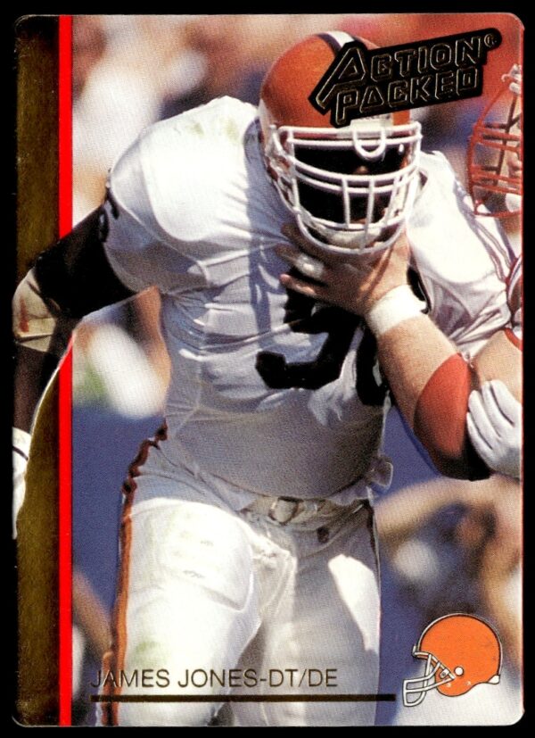 Embossed 1992 Action Packed card, James Jones #42, showcasing his dynamic athletic presence.