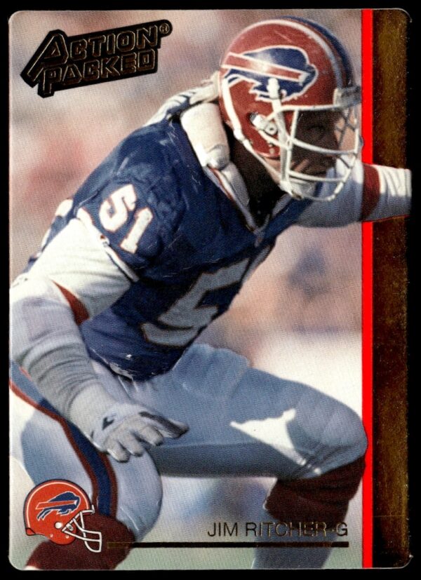 Jim Ritcher 1992 Buffalo Bills trading card, Action Packed series, #18 front view.