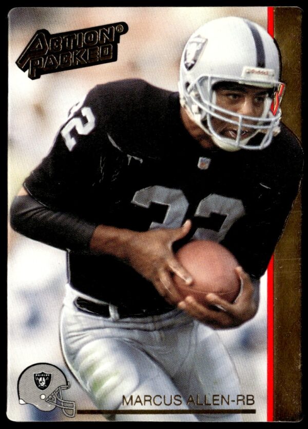 Marcus Allen 1992 Action Packed Card #122, Los Angeles Raiders, NFL, front view.