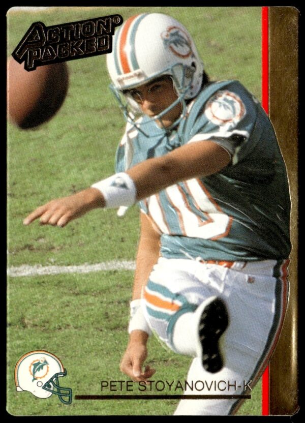 Pete Stoyanovich 1992 Miami Dolphins Card #146, showcasing focus and athleticism.