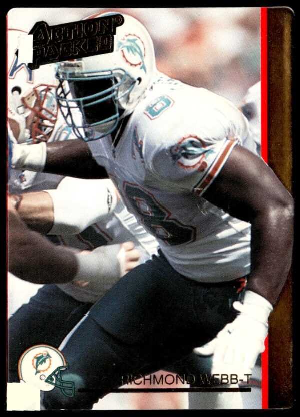 Richmond Webb 1992 Action Packed card, Miami Dolphins offensive tackle, card #147 front.