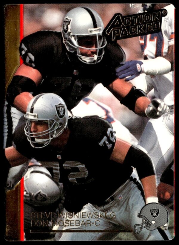 1992 NFL Action Packed Card: Steve Wisniewski & Don Mosebar, #130, in-game action highlight.