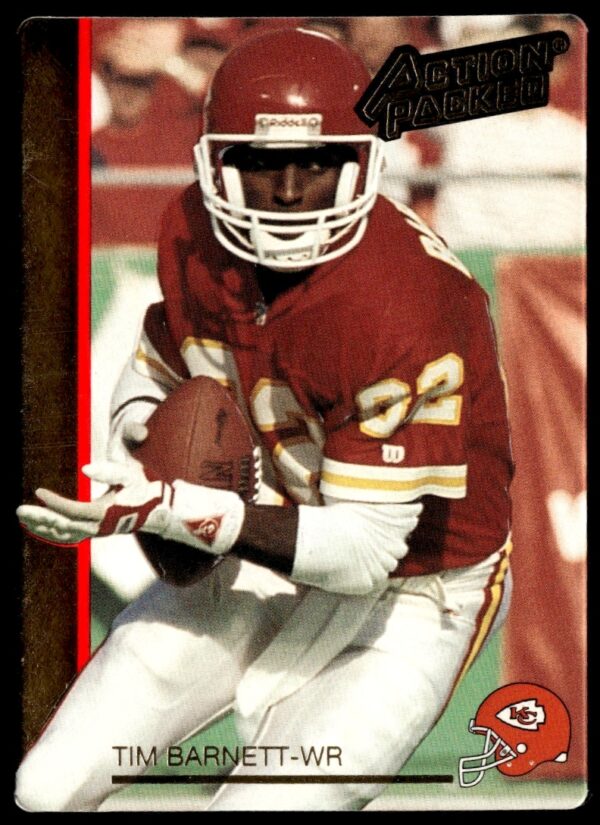 Tim Barnett 1992 football trading card #119, Action Packed, front view.